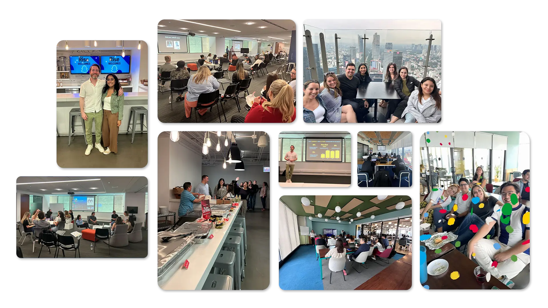 Collage of images showing business people in a corporate office setting