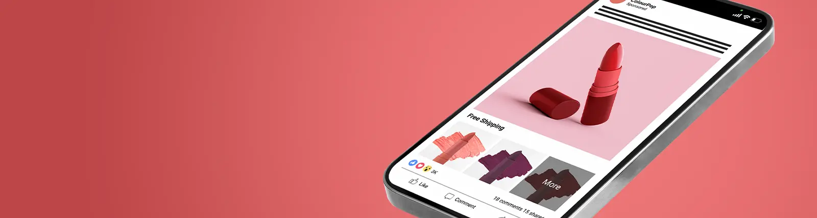 Lipstick ad shown on a mobile phone screen