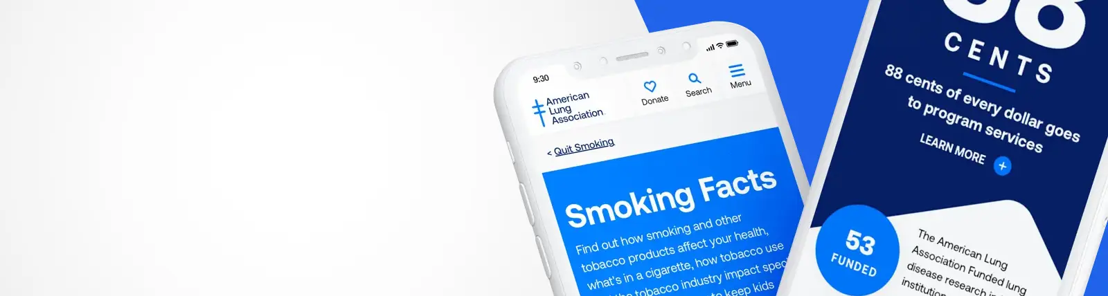 American Lung Association website rendered on mobile phone screens