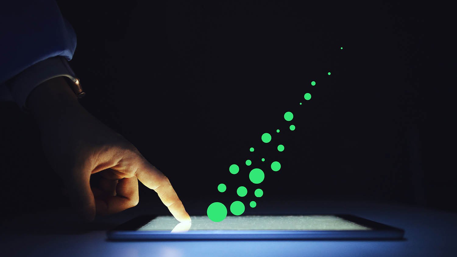 Using a digital tablet connected to the internet
