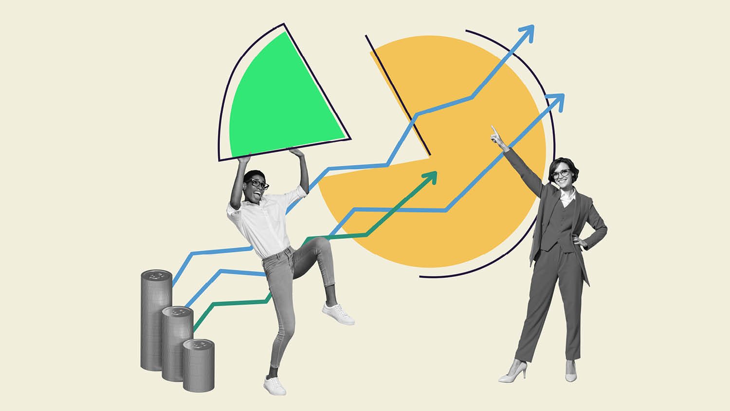 Business people showcasing data results