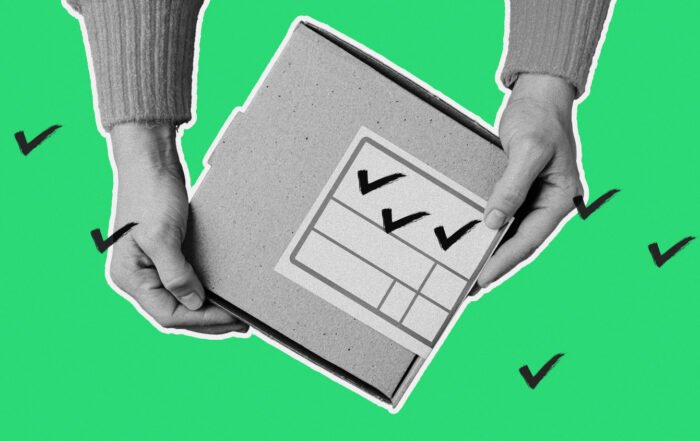 Hands holding a package with a checklist