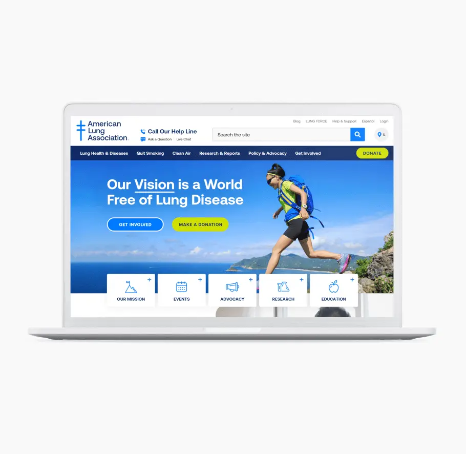 American Lung Association website rendered on a laptop screen