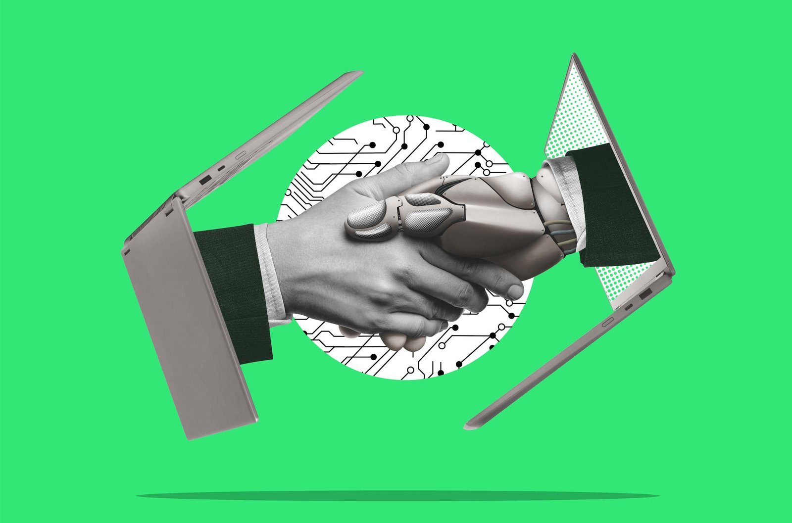 Handshake between a human and a robot
