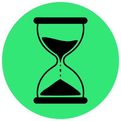 Hourglass icon on green background