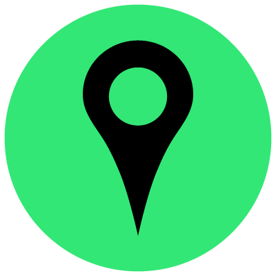 Map location marker icon on a green background