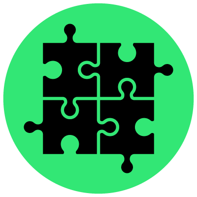Puzzle pieces icon on a green background