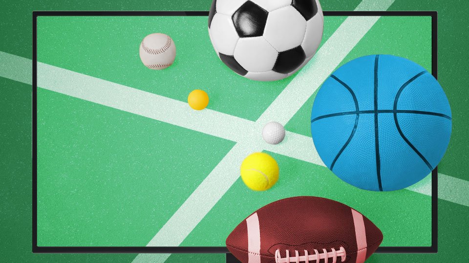 Various sports equipment on the ground
